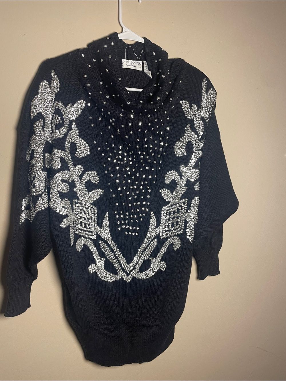 Ugly Glam Holiday Sweater 1980’s Bonnie Boerer Vintage size large cowl neck